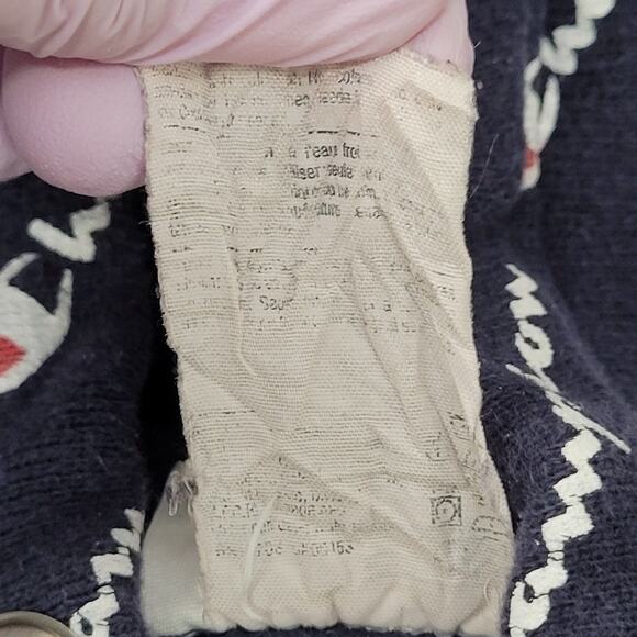 Champion Hoodie Large 22x26 Blue Spellout Script AOP - Picture 9 of 13